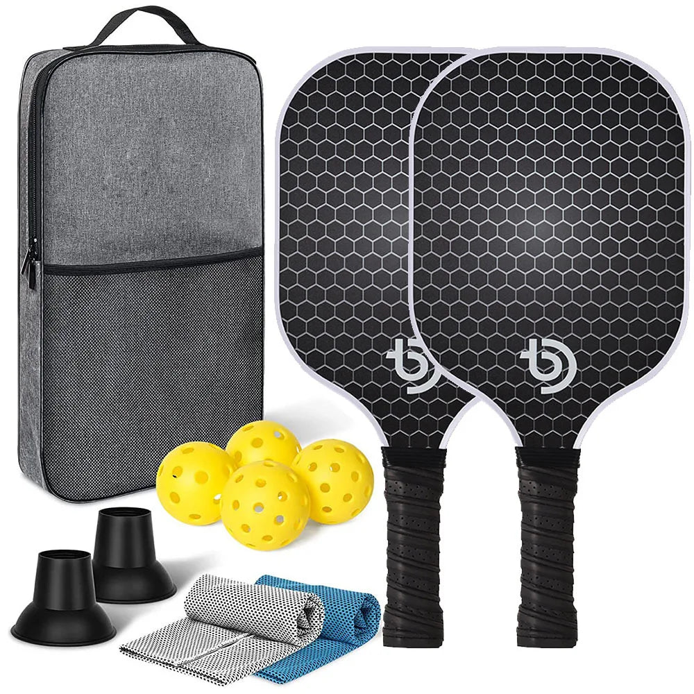 Pickleball Paddles Set-Graphite Carbon Fiber Lightweight Racquets Set