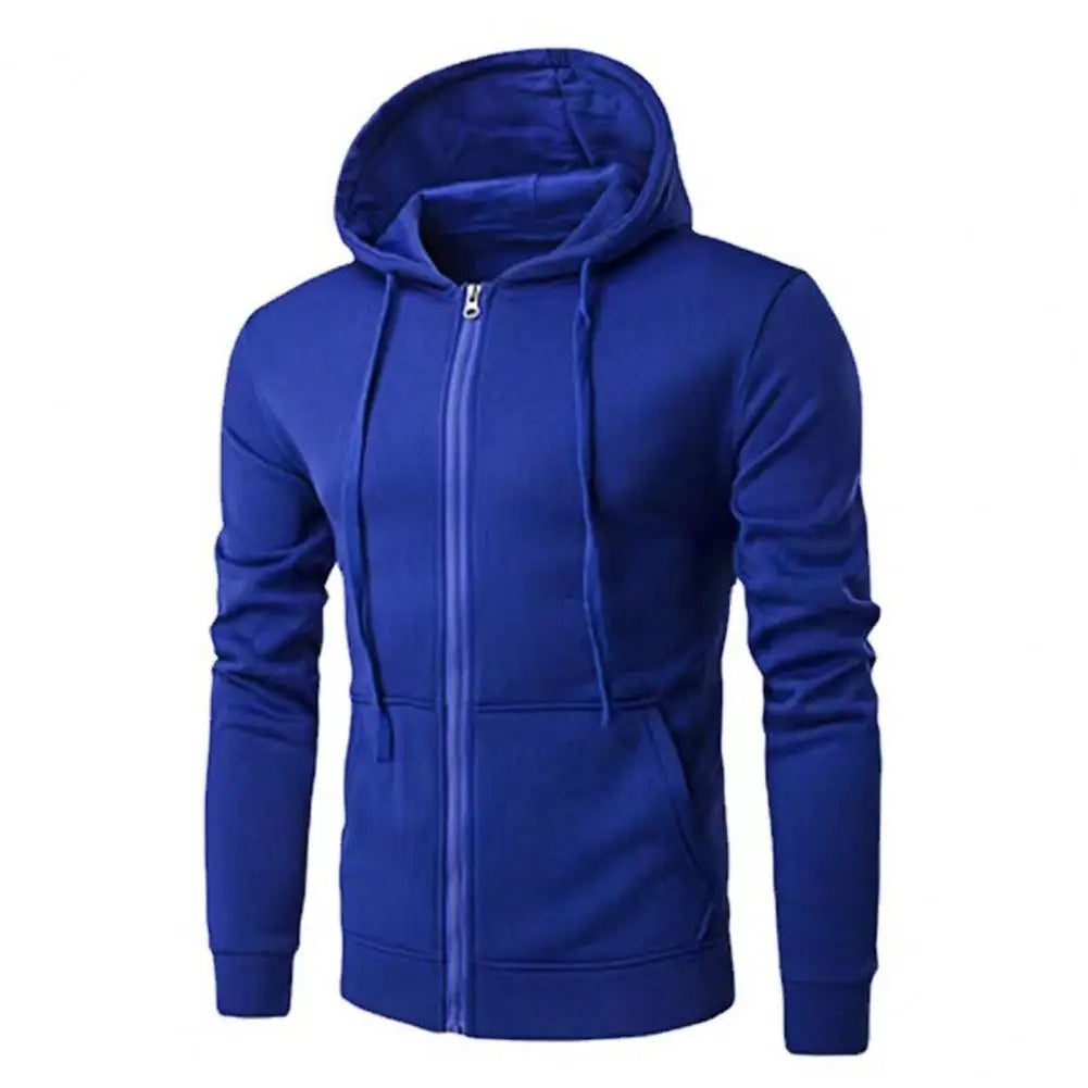 Men Long Sleeve Hoodie Zipper Closure