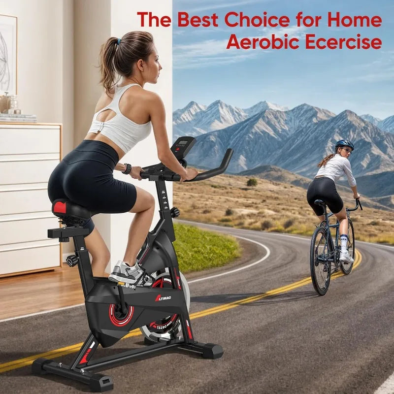 Silent belt drive stationary exercise bike for home with 300lb capacity