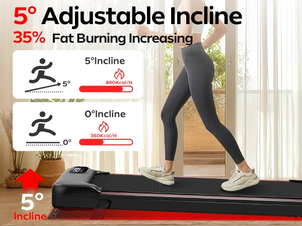Treadmill with incline, app, and remote control