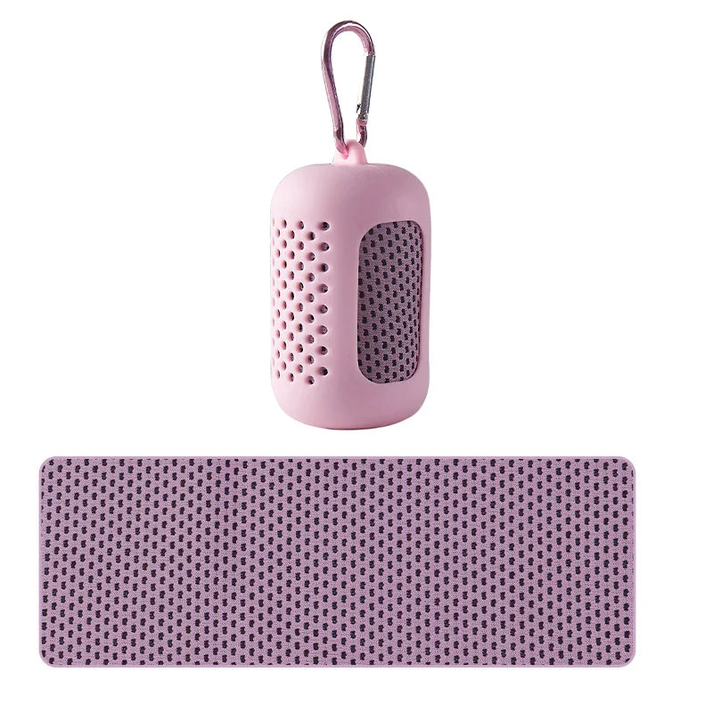 Portable silicone-wrapped cooling towel for sports, fitness, and beach use