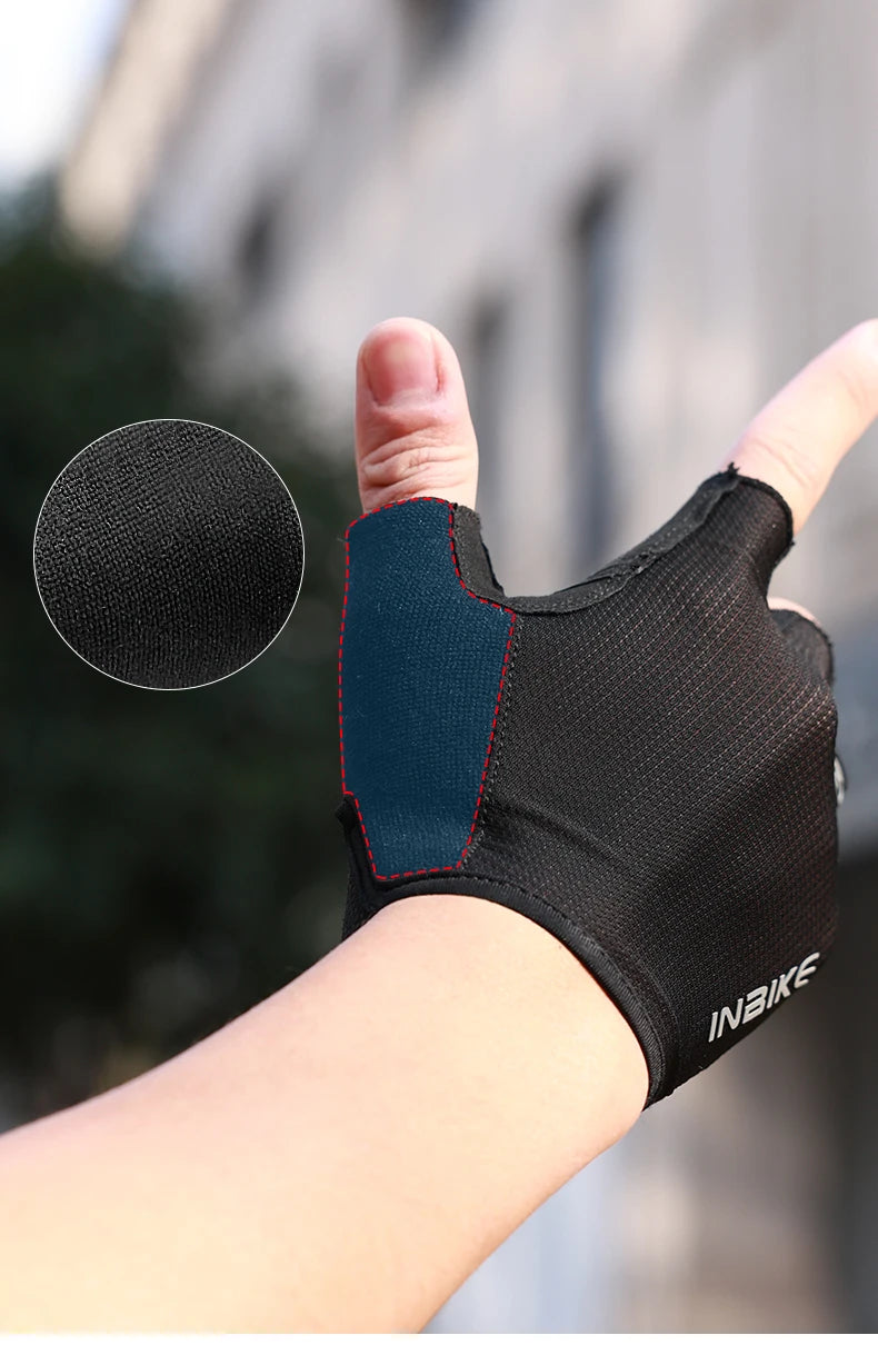 INBIKE half-finger cycling gloves with shock absorption and breathable design