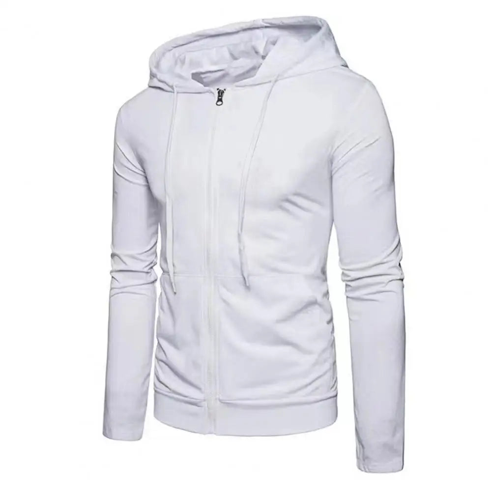 Men Long Sleeve Hoodie Zipper Closure