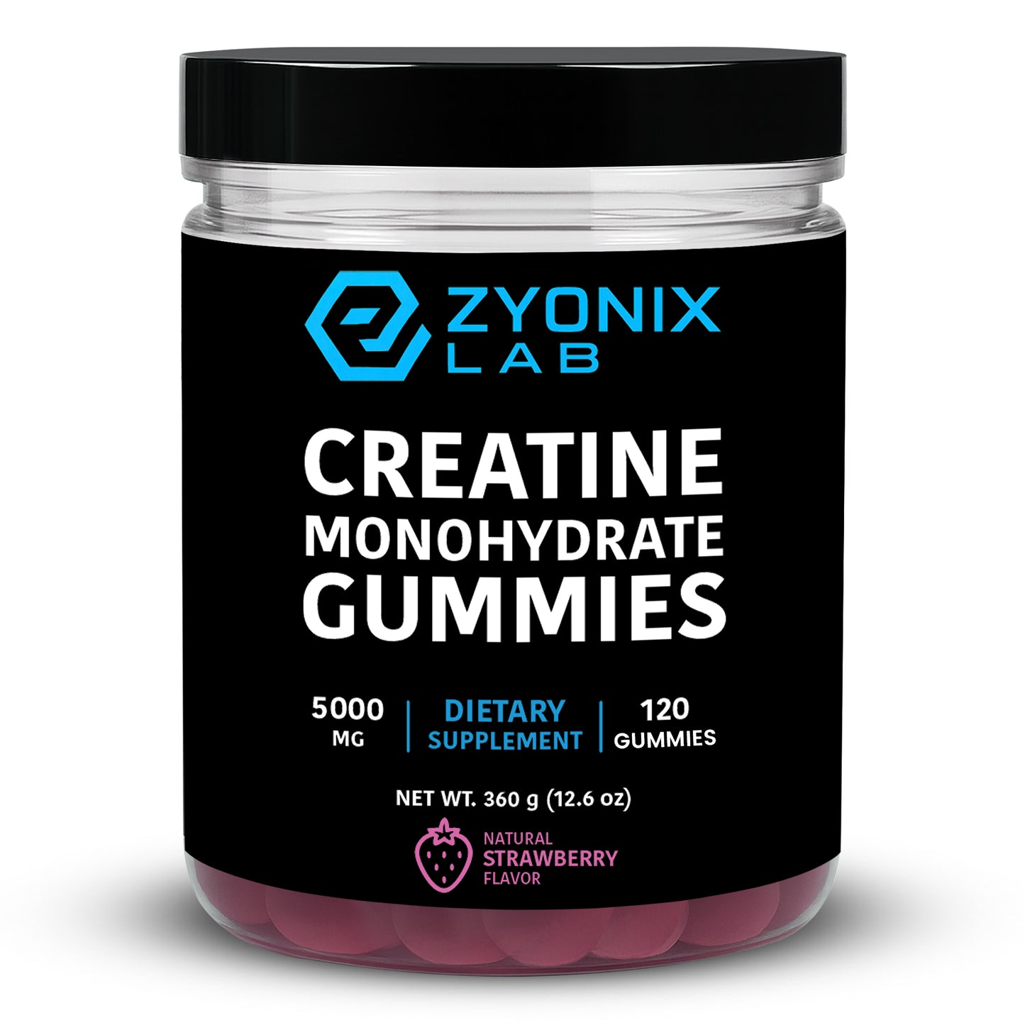Creatine Monohydrate Gummies 5000 mg for Men & Women Strawberry Flavor