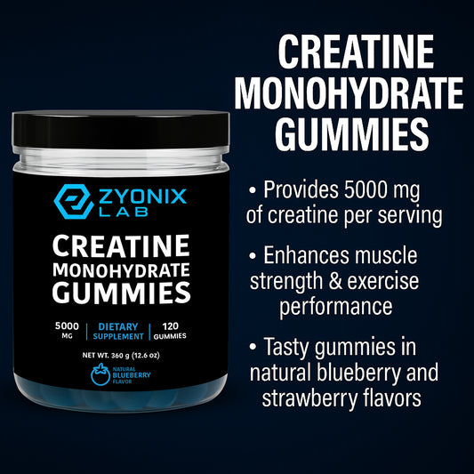 Creatine Monohydrate Gummies 5000 mg for Men & Women Blueberry Flavor