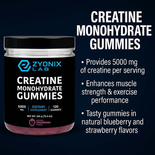 Creatine Monohydrate Gummies 5000 mg for Men & Women Strawberry Flavor