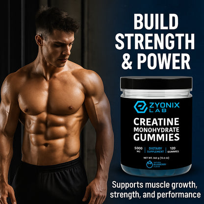 Creatine Monohydrate Gummies 5000 mg for Men & Women Blueberry Flavor