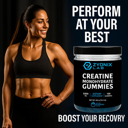 Creatine Monohydrate Gummies 5000 mg for Men & Women Blueberry Flavor