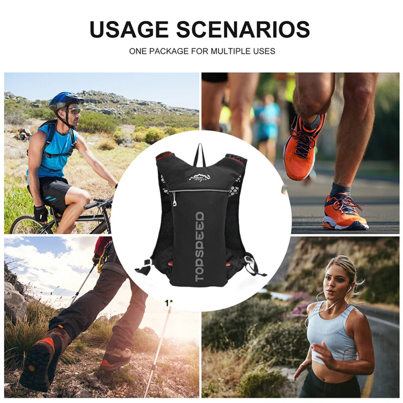 5L ultralight hydration running vest with 500ml bottle for trail and marathon