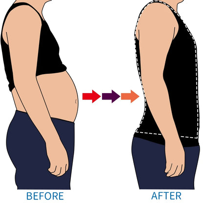 Compression Shirts Men Tummy Control Shapewear Compression Shirt Flat Belly Abdomen Slim Vest Waist Trainer Fitness Workout