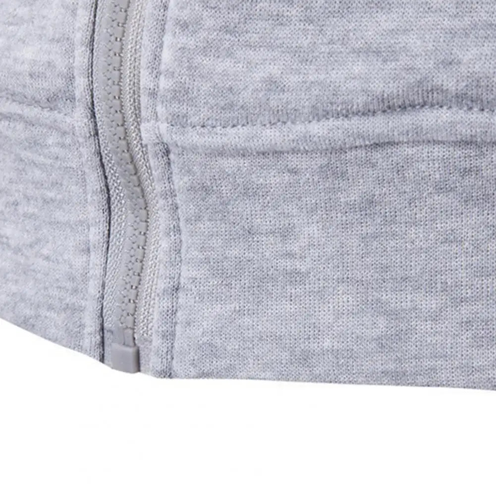 Men Long Sleeve Hoodie Zipper Closure