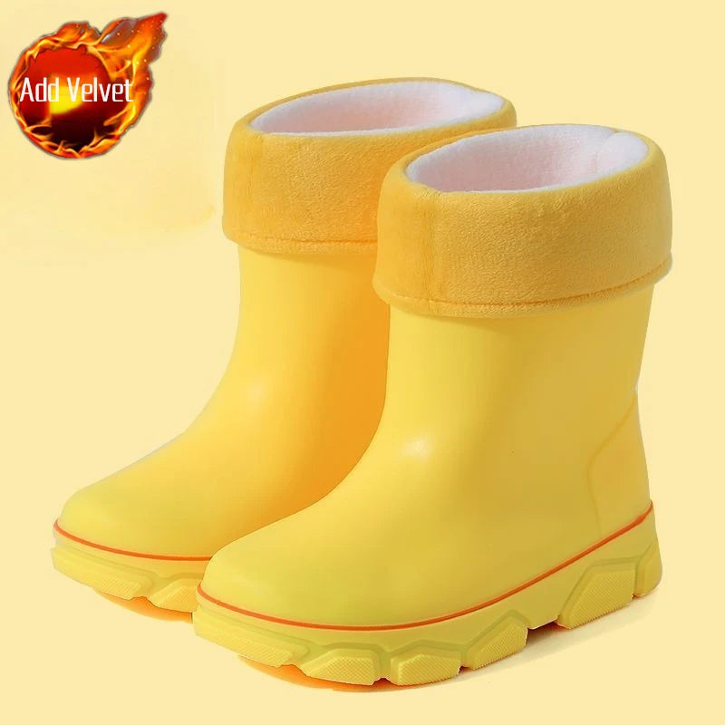 Girls Waterproof Fleece Rain Boots