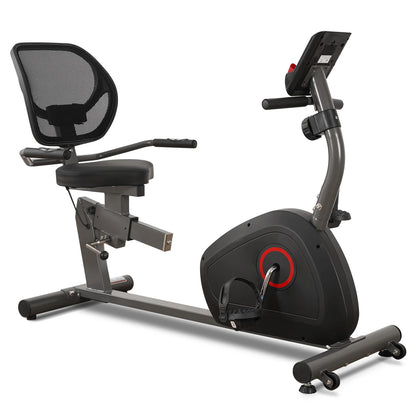 Recumbent exercise bike with 8 resistance levels and heart rate monitor