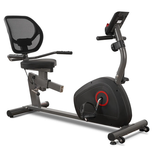Recumbent exercise bike with 8 resistance levels and heart rate monitor