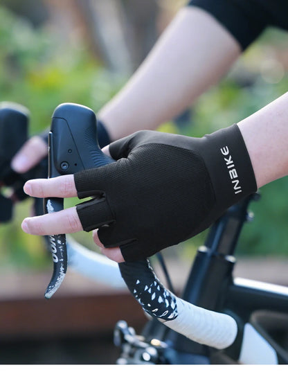 INBIKE half-finger cycling gloves with shock absorption and breathable design