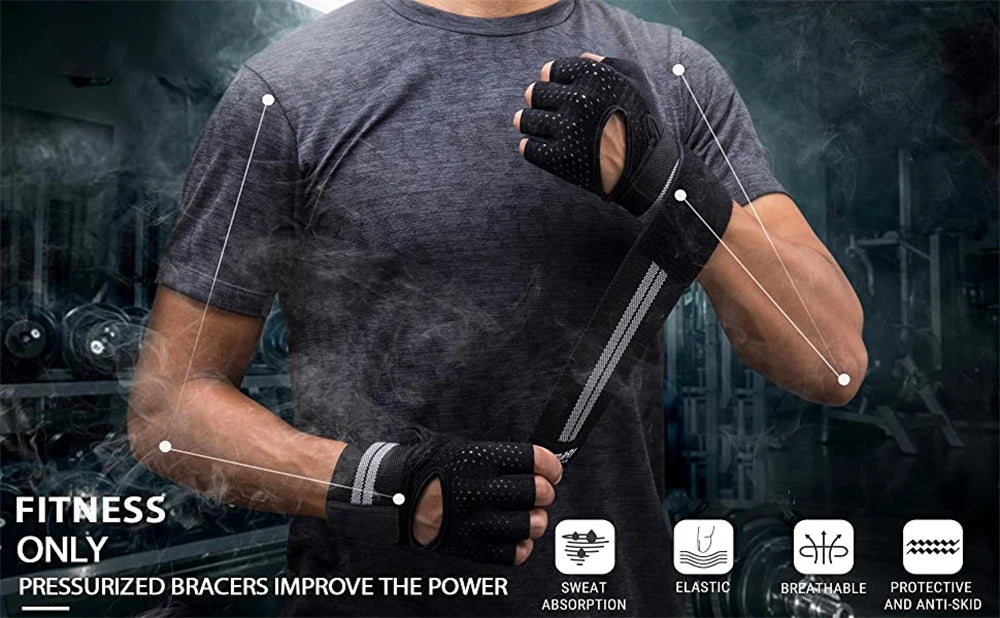 Weightlifting gloves with wrist support for gym, training, and crossfit