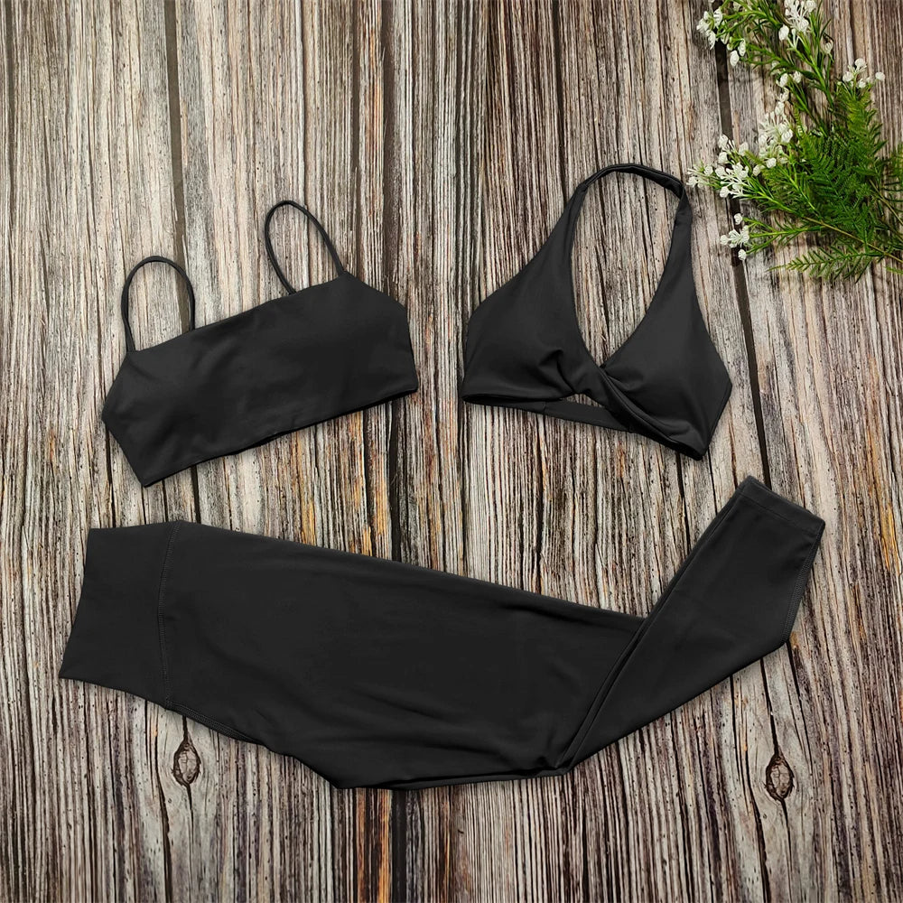 3PCS Women’s Yoga Set – Sports Bra, Leggings & Gym Outfit
