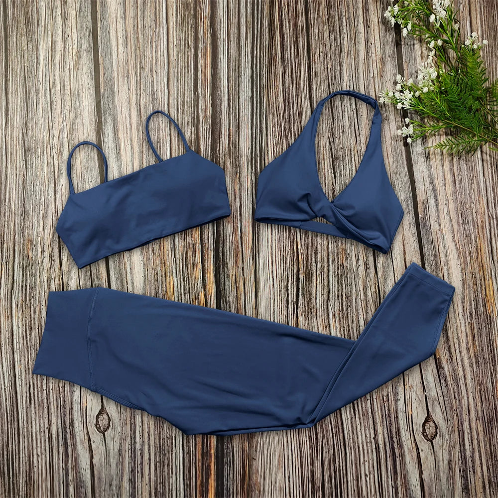 3PCS Women’s Yoga Set – Sports Bra, Leggings & Gym Outfit