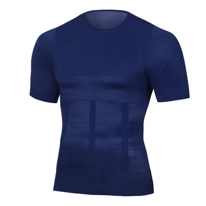 Men Body Shapers Fitness Elastic Abdomen Tight Fitting Short Sleeve Shirt Tank Tops Shape Underwear Slimming Boobs Shaping