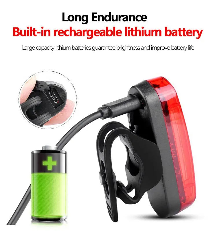 Bicycle Bike Rear Light USB Rechargeable