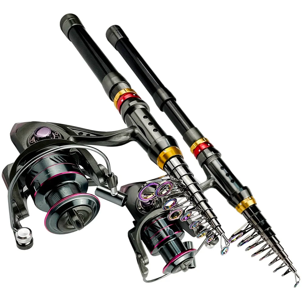 Telescopic Carbon Fishing Rod Combo
