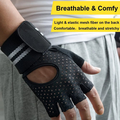 Weightlifting gloves with wrist support for gym, training, and crossfit