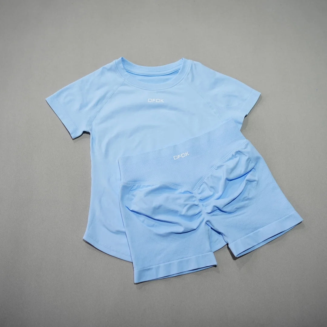Seamless Yoga Set Short Sleeve