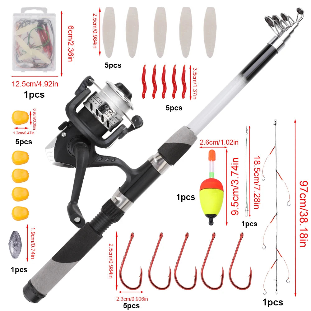 Telescopic Spinning Rod Combo Set