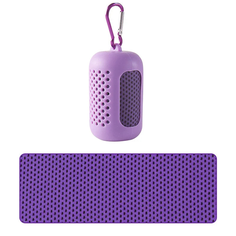 Portable silicone-wrapped cooling towel for sports, fitness, and beach use