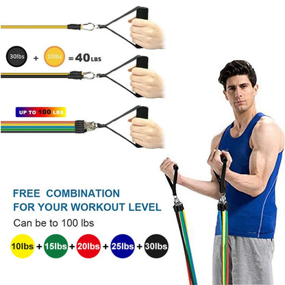 11pcs Resistance Bands Set – Portable Fitness & Strength Training Kit