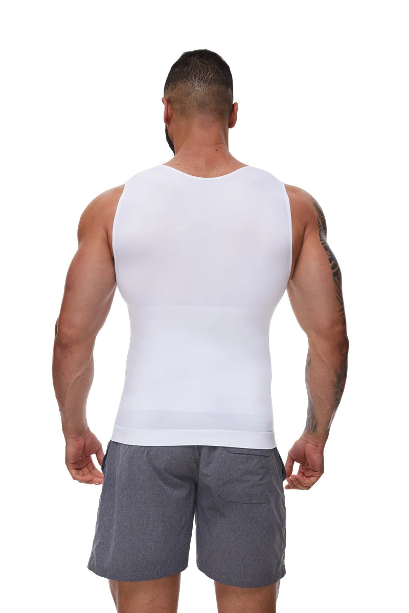 Compression Shirts Men Tummy Control Shapewear Compression Shirt Flat Belly Abdomen Slim Vest Waist Trainer Fitness Workout
