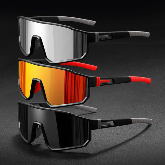 Men's oversized windproof cycling sunglasses with colorful coating for outdoor sports
