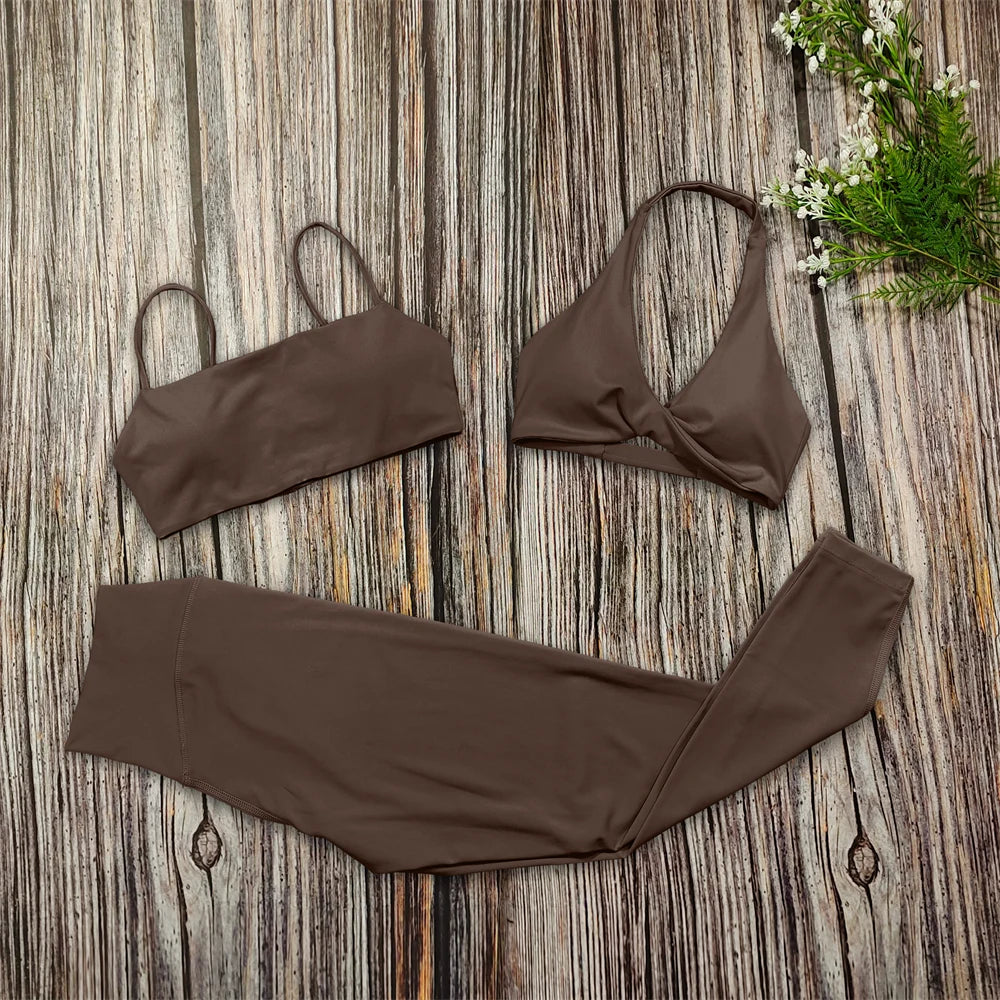 3PCS Women’s Yoga Set – Sports Bra, Leggings & Gym Outfit