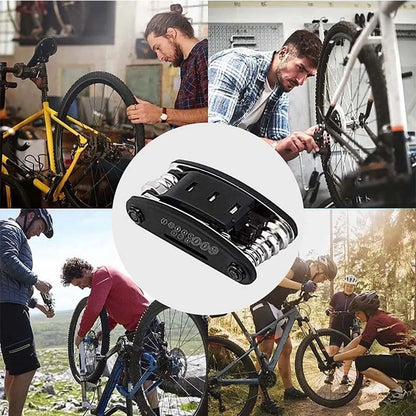 16-in-1 portable bike repair tool with wrench and screwdriver set