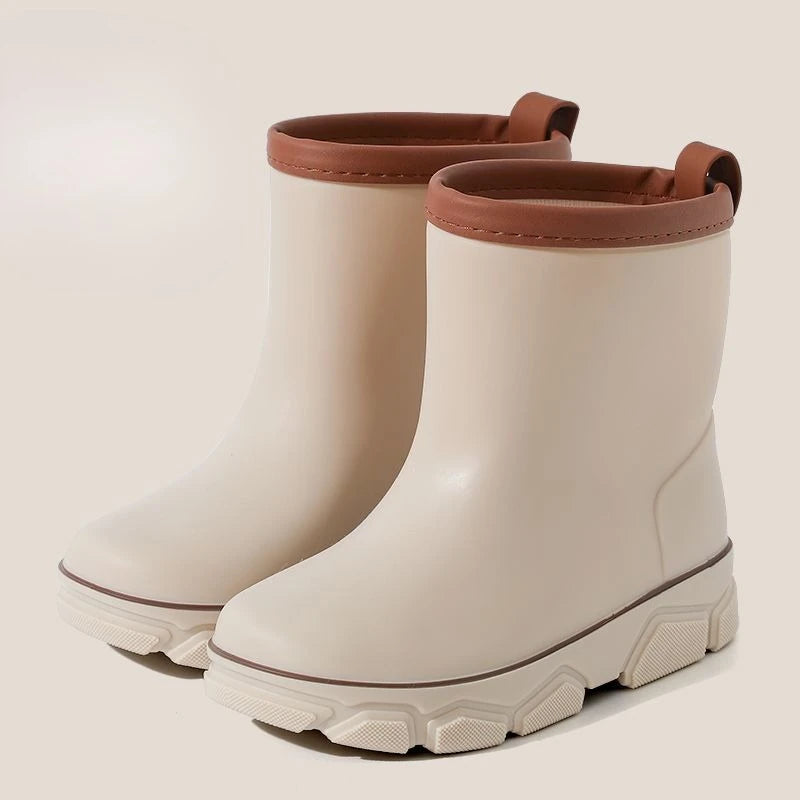 Girls Waterproof Fleece Rain Boots