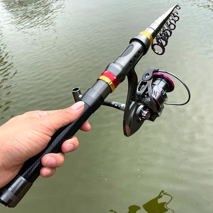 Telescopic Carbon Fishing Rod Combo