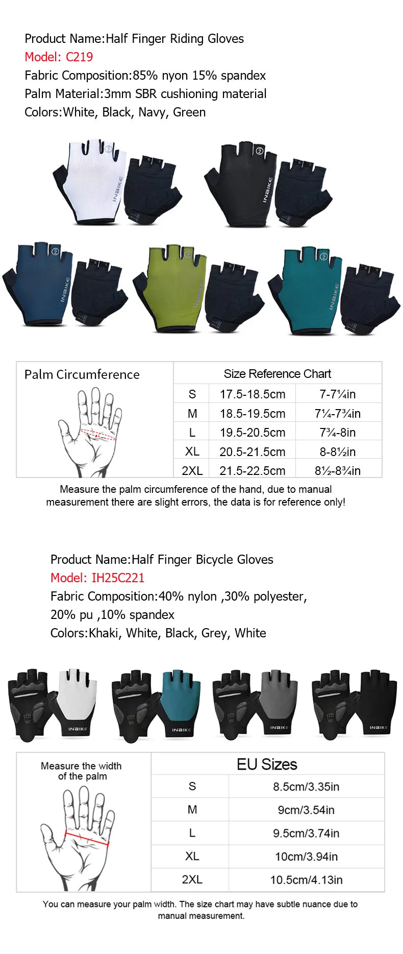 INBIKE half-finger cycling gloves with shock absorption and breathable design