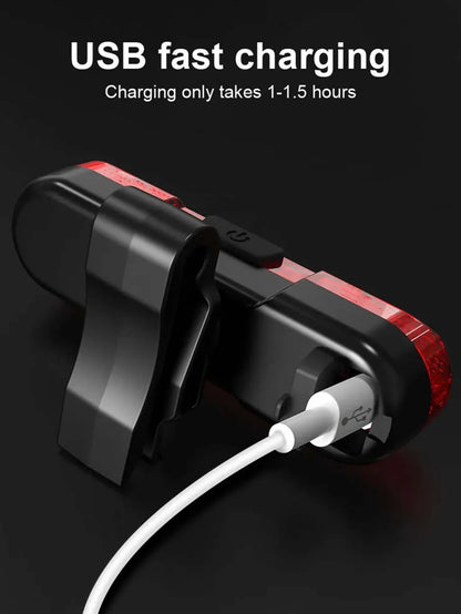 USB rechargeable waterproof LED bike tail light for safety and visibility