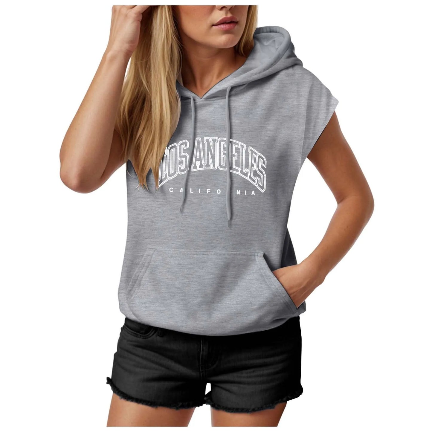 Tank Top Women Sleeveless Hoodie Hooded Shirt Summer Oversize T Shirt With Hood Teenager Girls Casual Sweatshirt Womens Hoodies