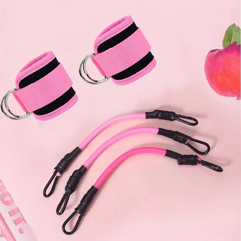 TPE resistance bands with ankle straps for leg strength and gym workouts