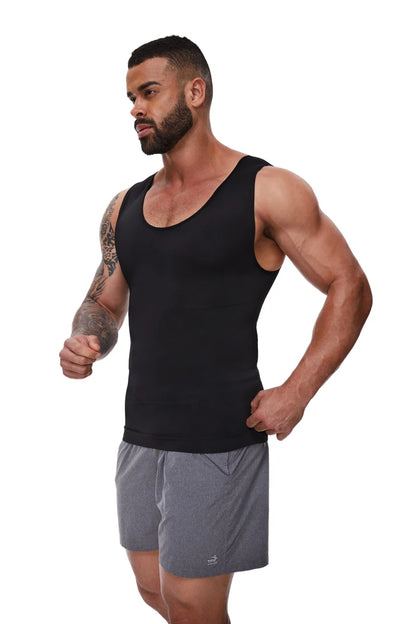 Compression Shirts Men Tummy Control Shapewear Compression Shirt Flat Belly Abdomen Slim Vest Waist Trainer Fitness Workout