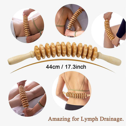 Wooden Massage Roller Stick Lymphatic Drainage & Anti-Cellulite Tool