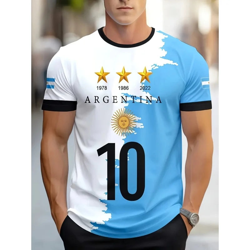 Argentina 3D Flag Jersey T-Shirt