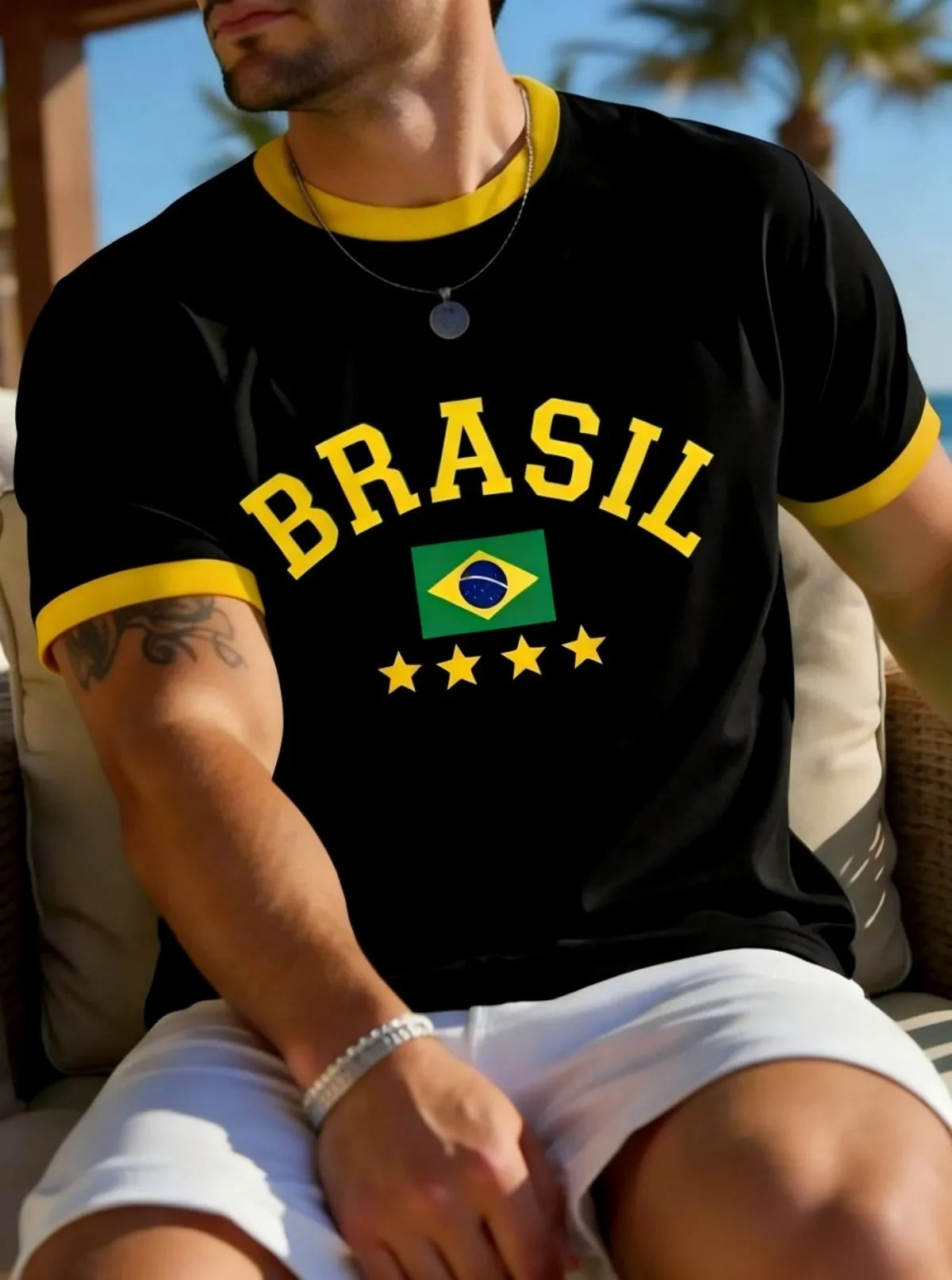 Brazilian Striped Print T-Shirt