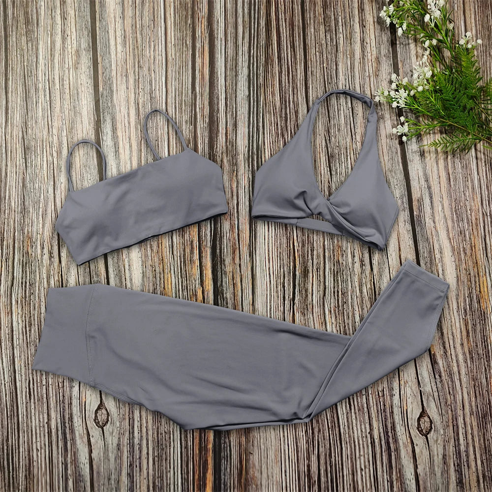 3PCS Women’s Yoga Set – Sports Bra, Leggings & Gym Outfit