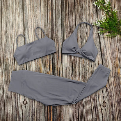 3PCS Women’s Yoga Set – Sports Bra, Leggings & Gym Outfit