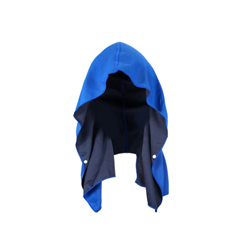 Cooling hooded towel with instant evaporative technology for sports and fitness