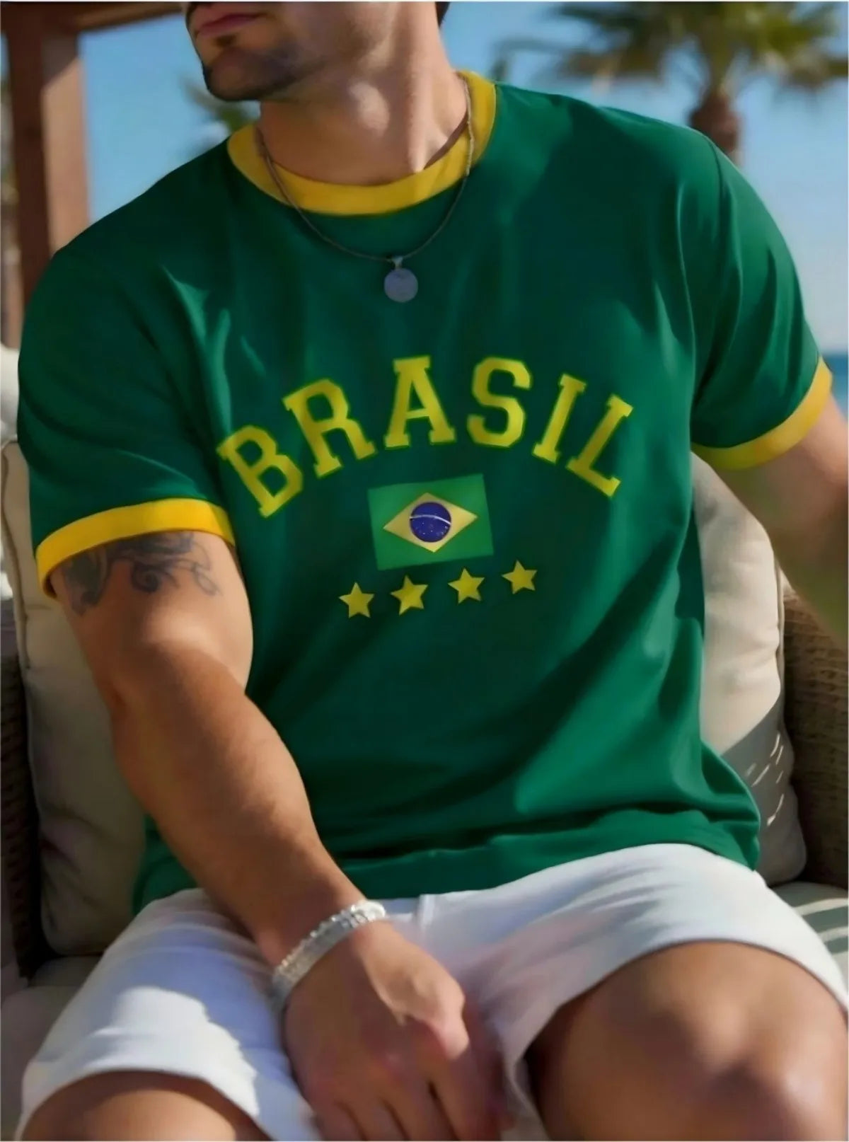 Brazilian Striped Print T-Shirt