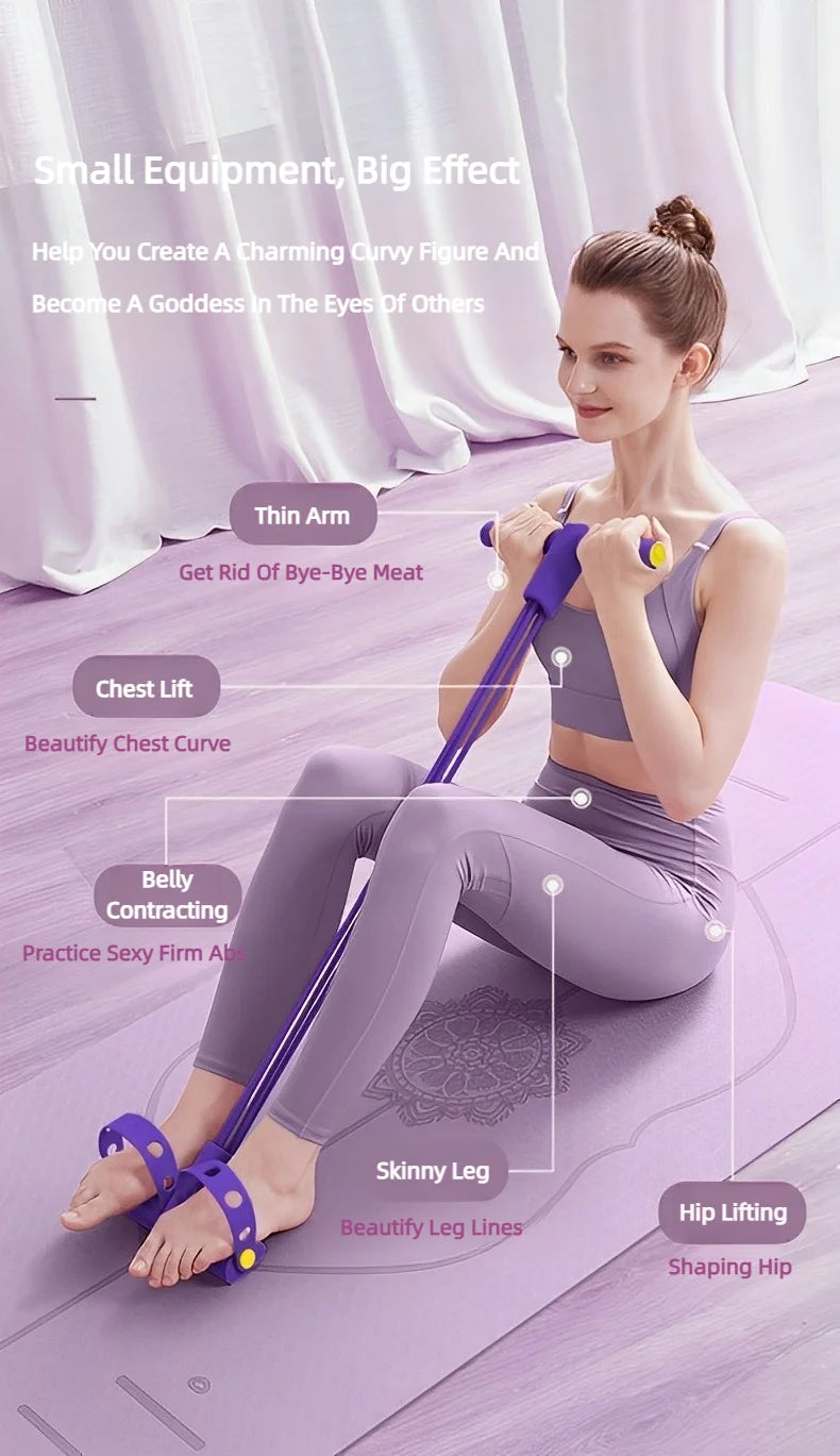 4-Tube Pedal Tensioner – Multi-Functional Elastic Fitness Band