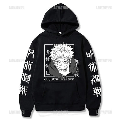 Japan Anime Jujutsu Kaisen Men Women Hoodies Satoru Gojo Loose Sweatshirt Unisex Autumn Warm Casual Streetwear